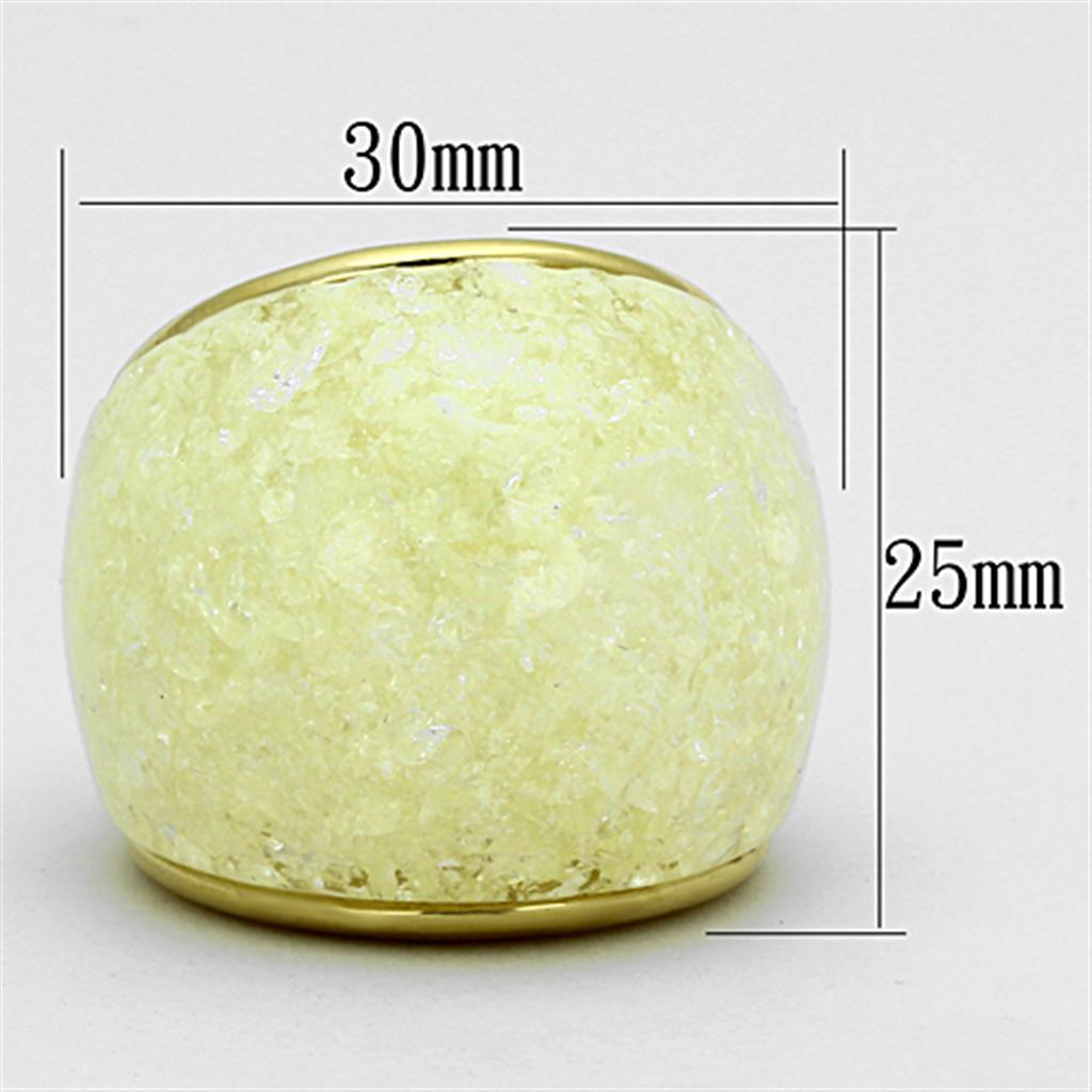 VL109 IP Gold Stainless Steel Ring featuring a synthetic citrine stone, showcasing its elegant design and luxurious finish.