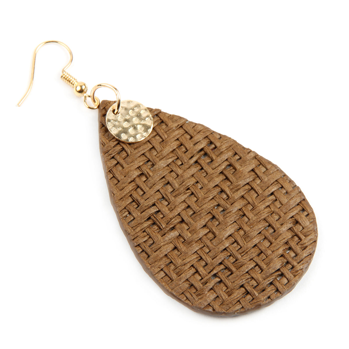 Colorful weaved fiber teardrop drop dangle earrings, showcasing a unique design and lightweight construction, perfect for summer wear.