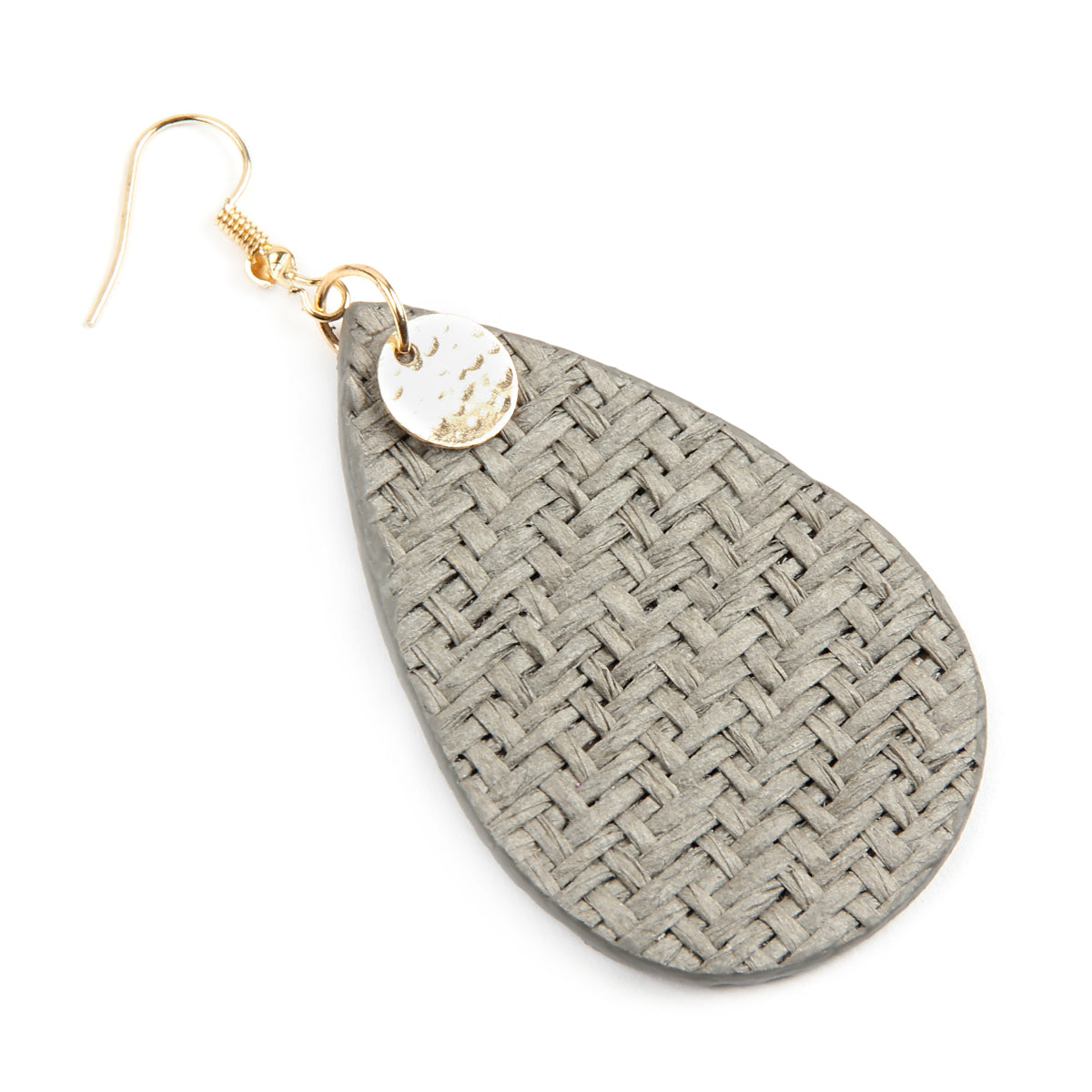 Colorful weaved fiber teardrop drop dangle earrings, showcasing a unique design and lightweight construction, perfect for summer wear.