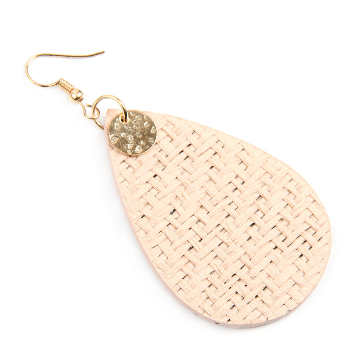 Colorful weaved fiber teardrop drop dangle earrings, showcasing a unique design and lightweight construction, perfect for summer wear.