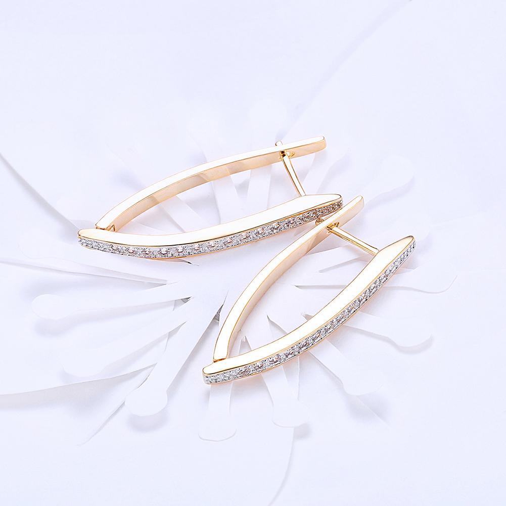 Elegant White Austrian Elements Thin Earrings in 14K Gold with sparkling white Austrian crystals, showcasing a delicate and stylish design.