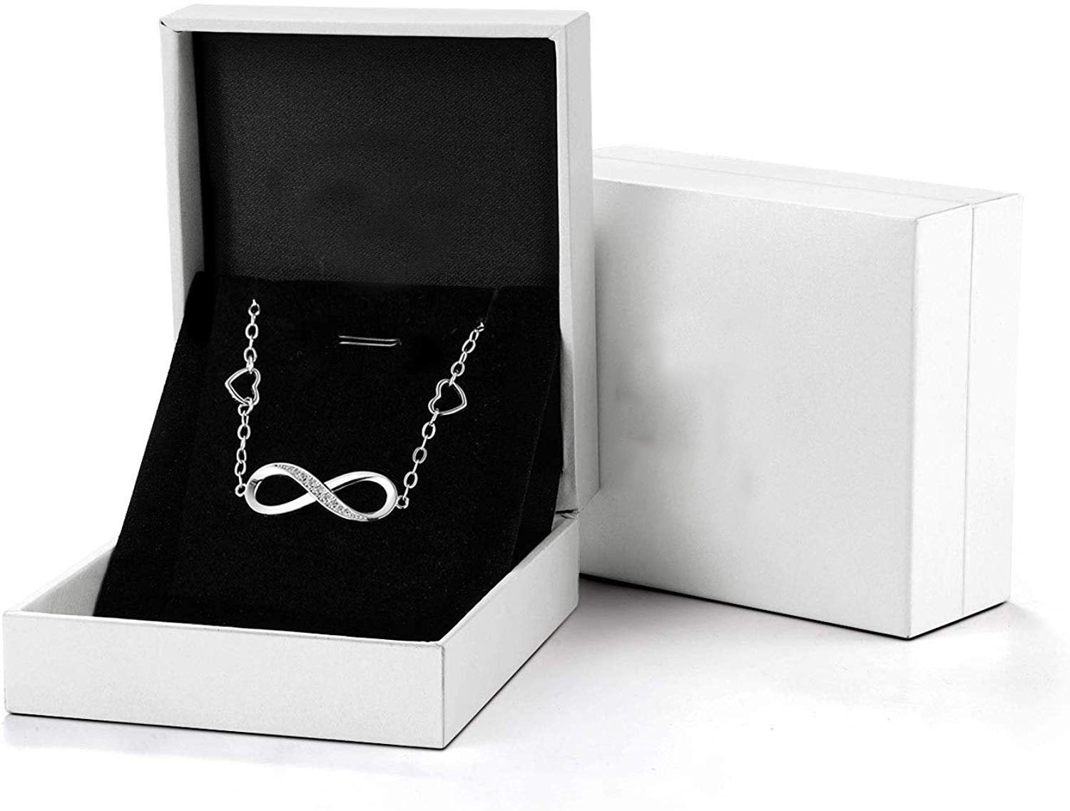 Elegant White Elements Infinite Pendant Chain Bracelet in 14K White Gold with a stunning infinity pendant and link chain design.