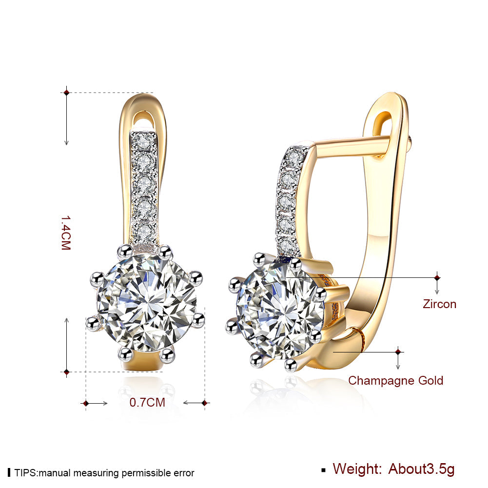 Elegant White Topaz 0.70 CT Round Huggie Earring in 18K White Gold Plated, showcasing its sparkling gemstone and luxurious finish.