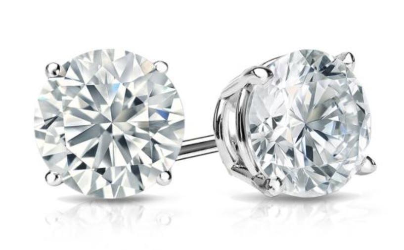 Elegant White Topaz Stud Earrings set in 14K White Gold Plated, featuring 4mm sparkling stones, perfect for any occasion.