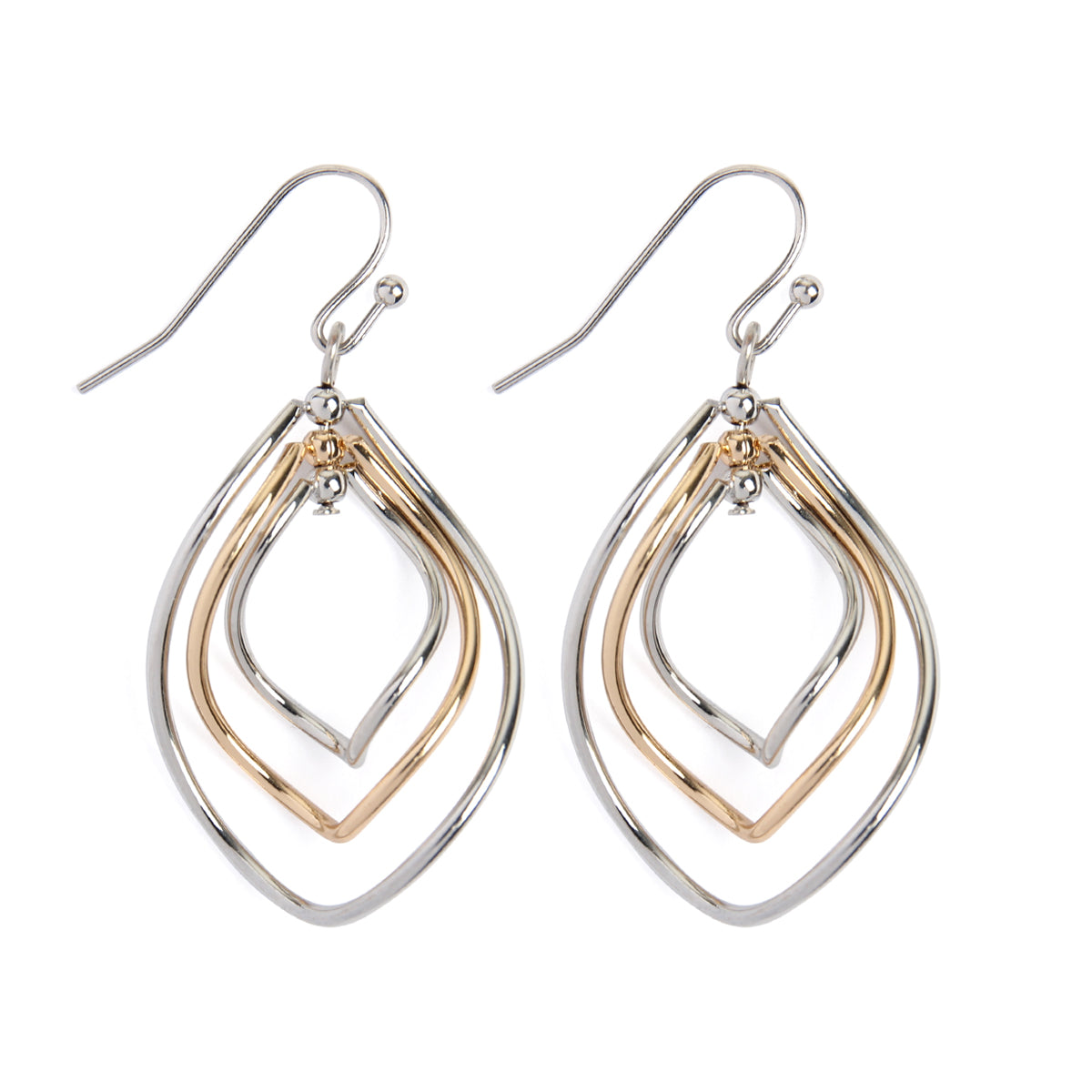 Wire Hammered Marquise Hook dangle Earrings in various colors, showcasing their elegant design and lightweight structure.
