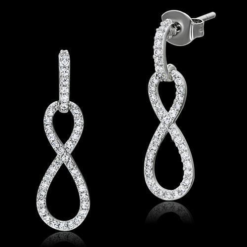A pair of elegant Women 925 Sterling Silver Cubic Zirconia Earrings featuring AAA grade CZ stones and rhodium plating.