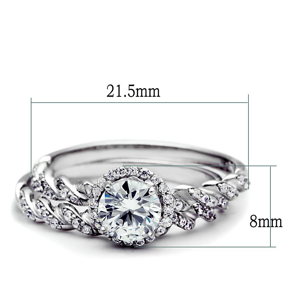 Elegant Women 925 Sterling Silver Ring with Cubic Zirconia stones, showcasing a brilliant clear sparkle and rhodium finish.