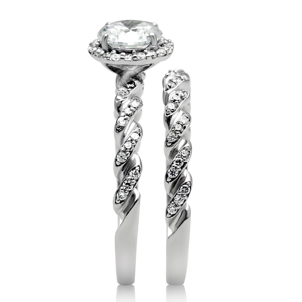 Elegant Women 925 Sterling Silver Ring with Cubic Zirconia stones, showcasing a brilliant clear sparkle and rhodium finish.