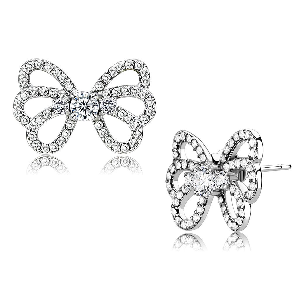 Elegant women stainless steel earrings featuring AAA grade cubic zirconia stones in a clear, round design, perfect for any occasion.