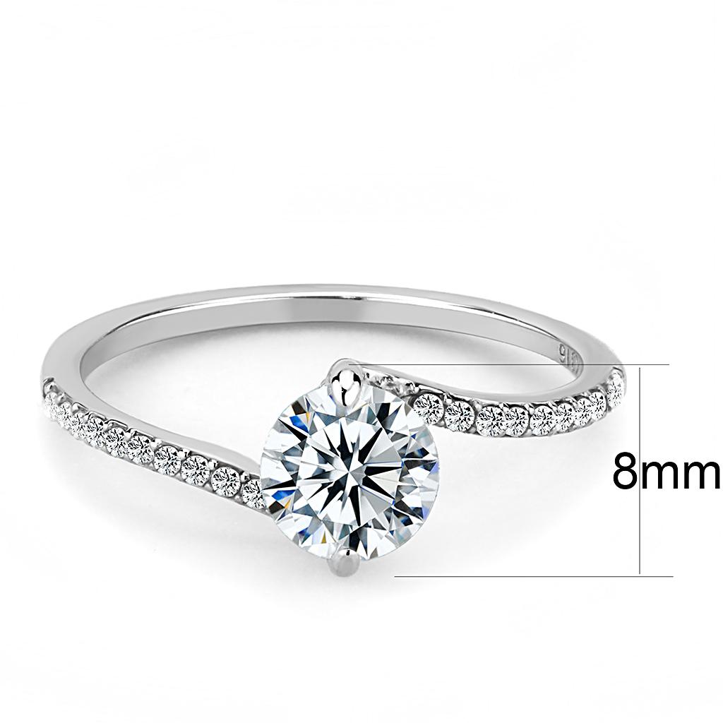 Elegant Women Stainless Steel Ring with Clear Cubic Zirconia, featuring a high-polished finish and round design.