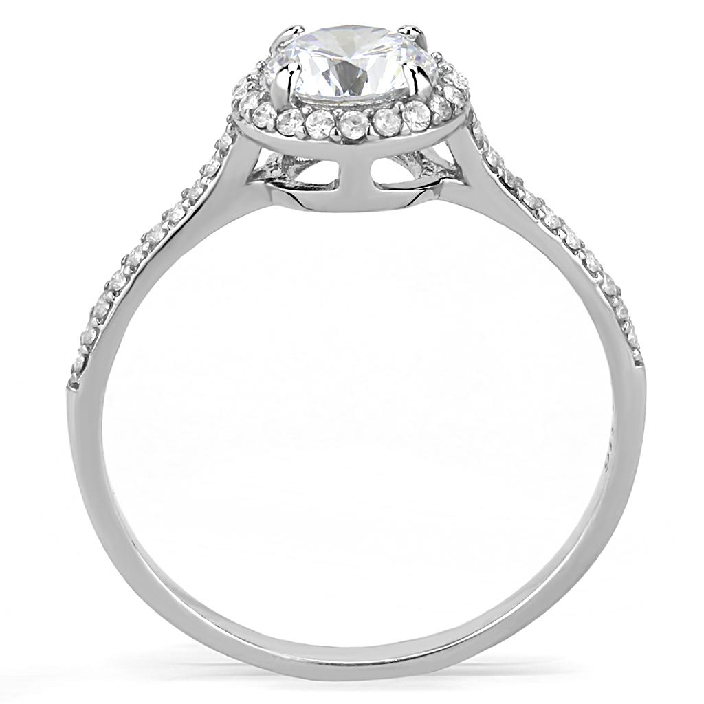 Elegant Women Stainless Steel Ring with Cubic Zirconia, featuring a high-polished finish and round clear stones.