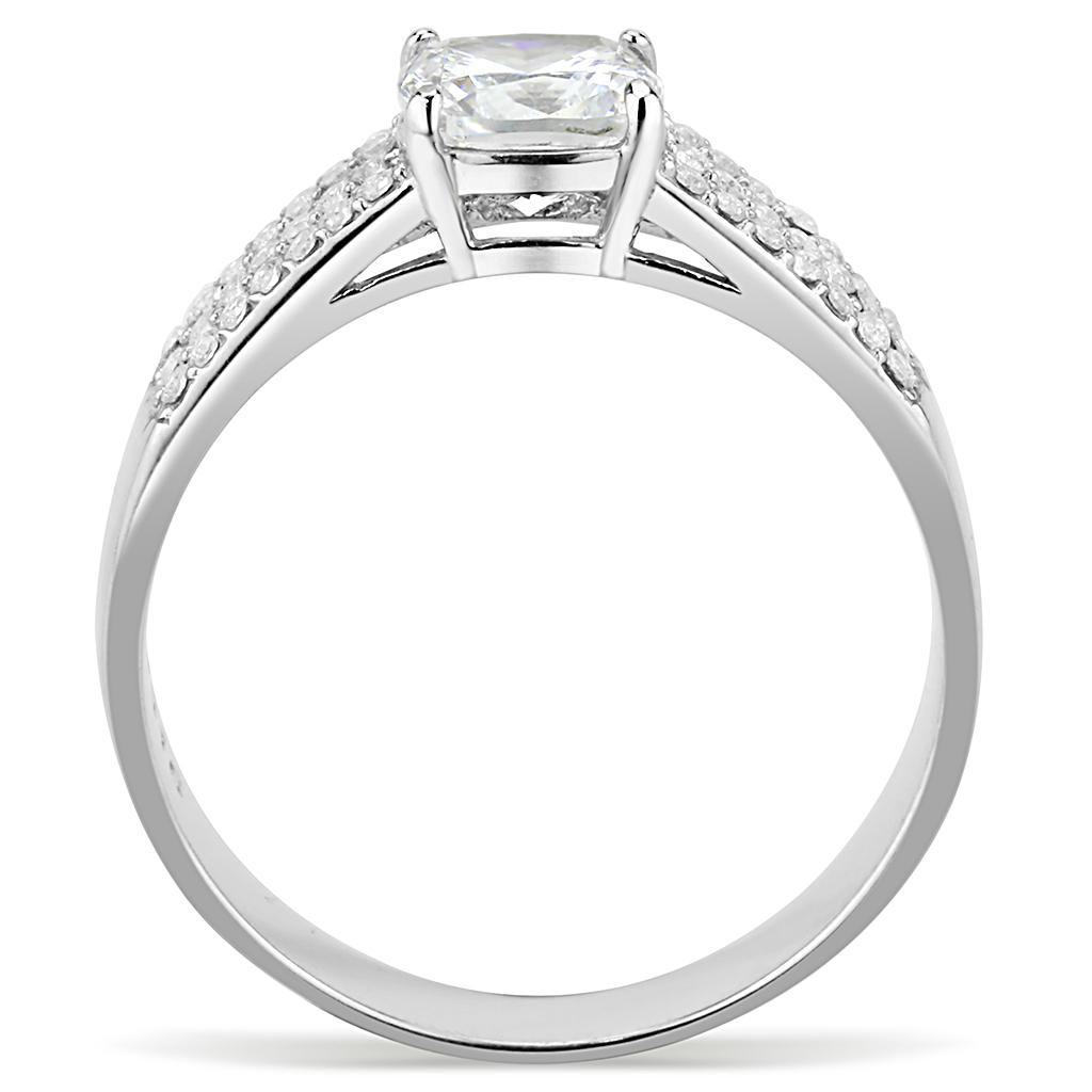 Elegant Women Stainless Steel Ring with Cubic Zirconia, featuring a high-polished finish and unique square design.