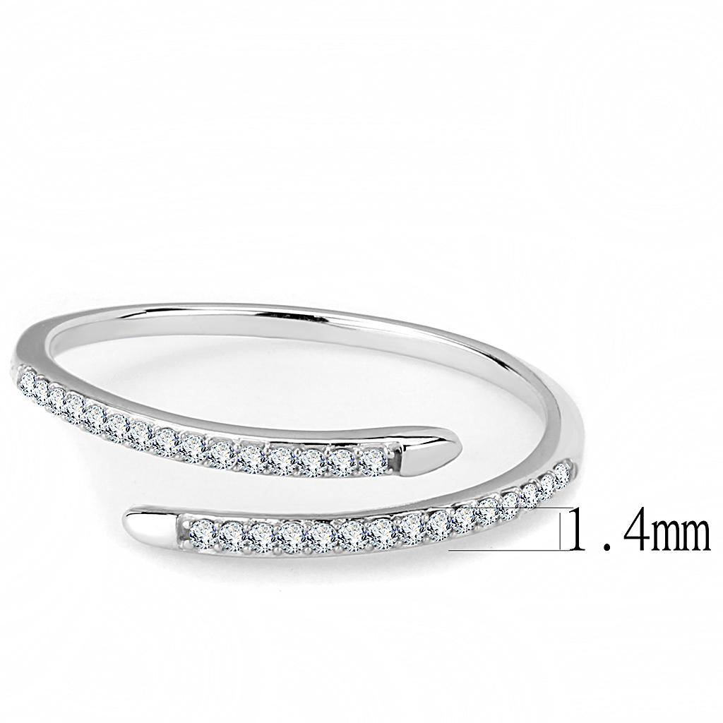 Elegant Women Stainless Steel Ring with Clear Cubic Zirconia, high-polished finish, showcasing its brilliance and design.