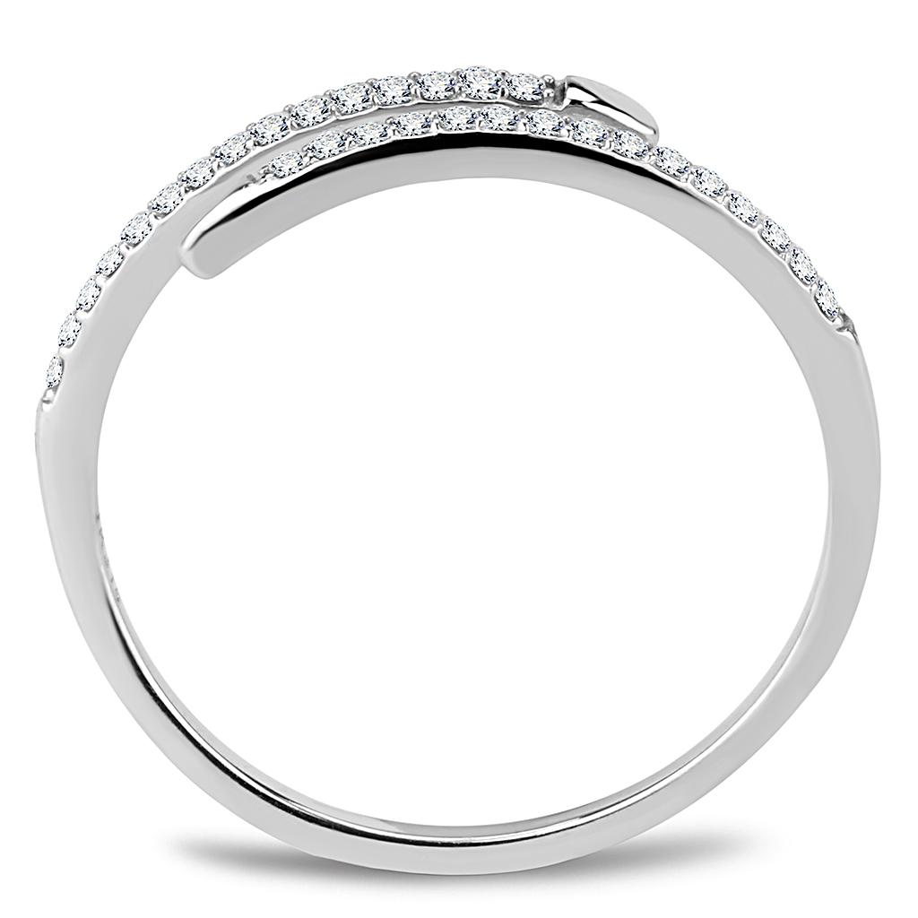 Elegant Women Stainless Steel Ring with Clear Cubic Zirconia, high-polished finish, showcasing its brilliance and design.