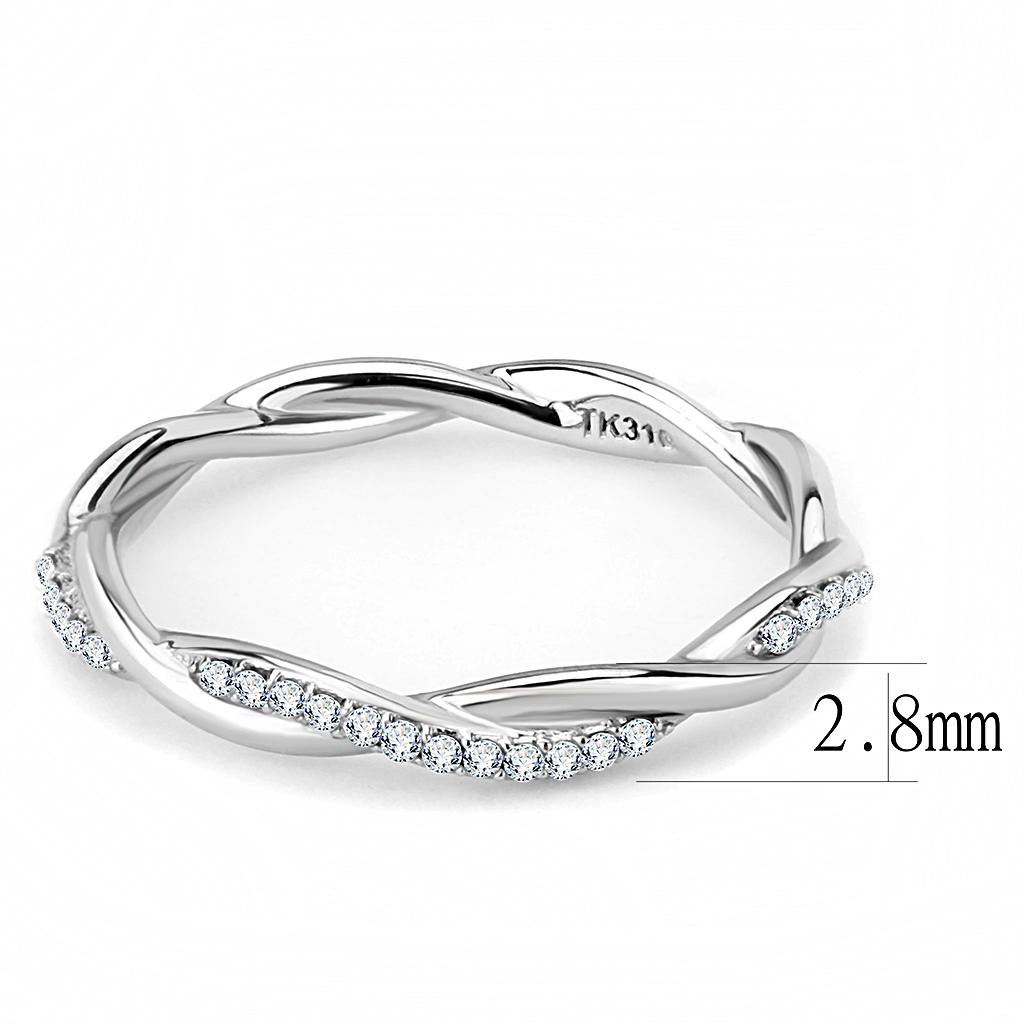 Women Stainless Steel Cubic Zirconia Ring DA042 with high-polished finish and clear stones, showcasing elegance and durability.