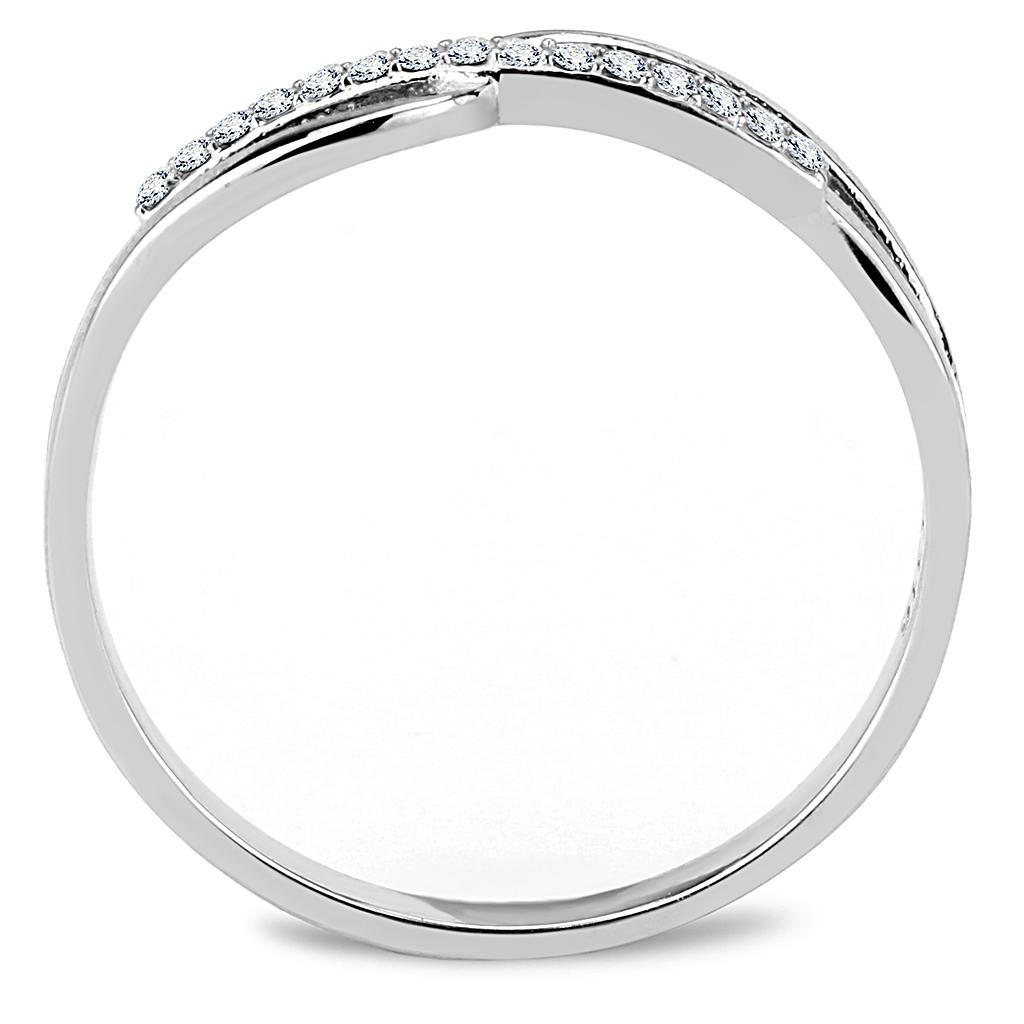 Elegant Women Stainless Steel Ring with Clear Cubic Zirconia Stones, high-polished finish, perfect for any occasion.