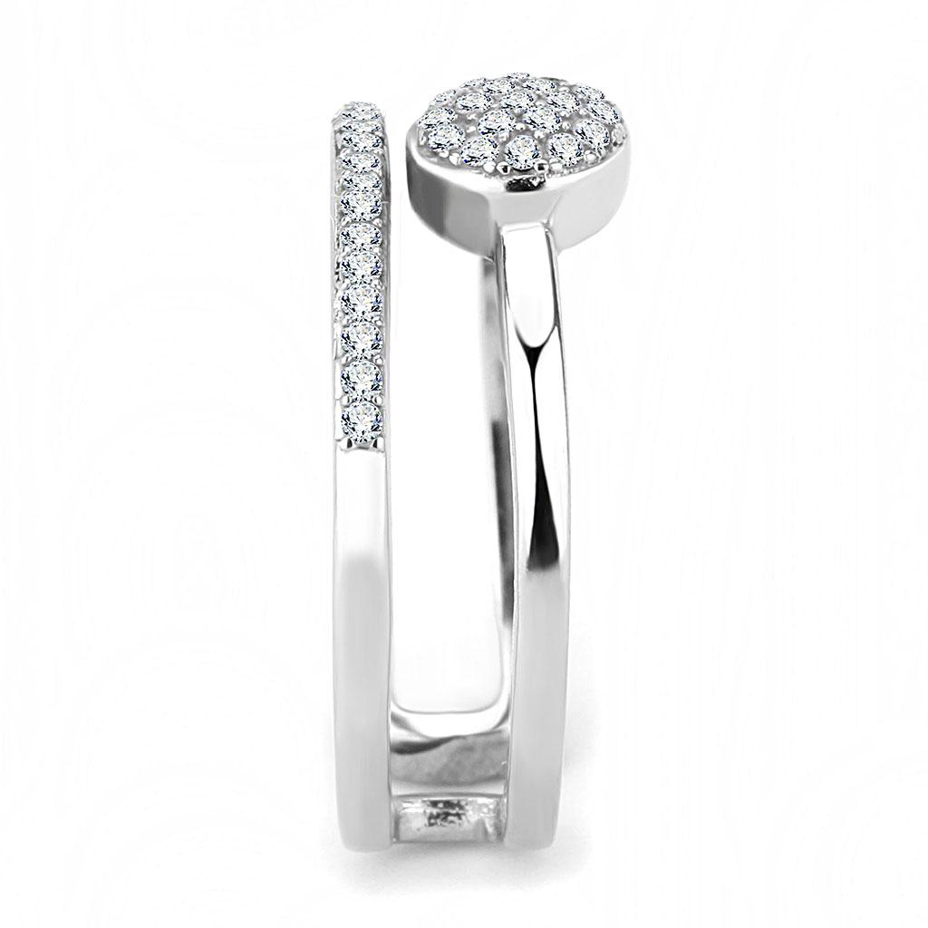 Elegant Women Stainless Steel Ring with Clear Cubic Zirconia, high-polished finish, perfect for any occasion.