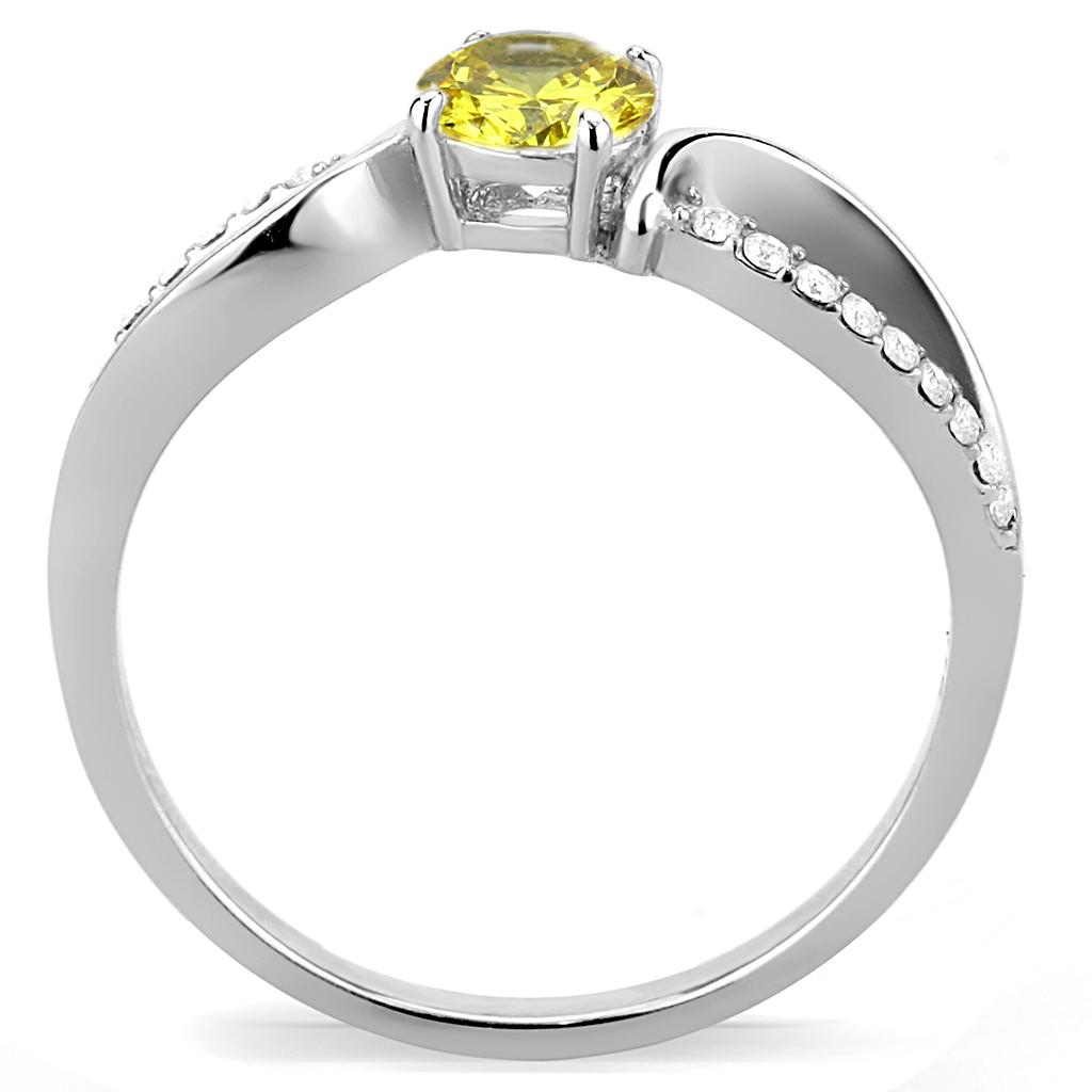 Elegant Women Stainless Steel Ring with Cubic Zirconia and Topaz accents, showcasing a high polish finish.