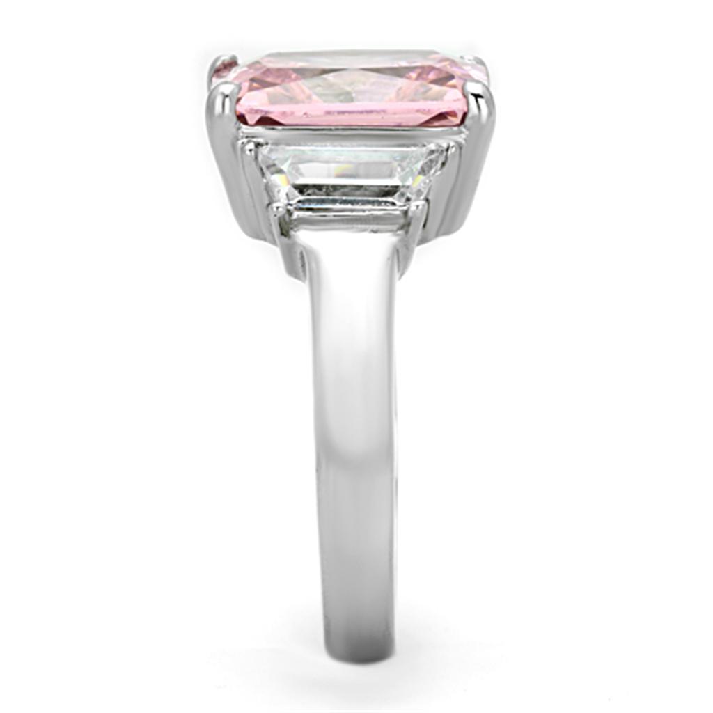 Elegant Women Stainless Steel Ring with Cubic Zirconia in a rose design, showcasing its high polished finish.
