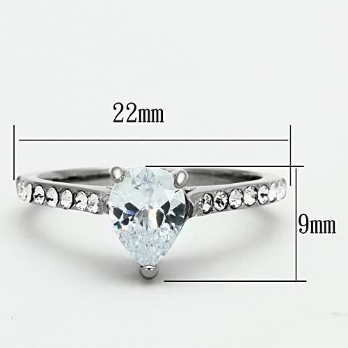 Elegant Women Stainless Steel Ring with Pear-Shaped Cubic Zirconia, high polished finish, perfect for any occasion.