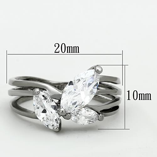 Elegant women's stainless steel ring with clear cubic zirconia stones, high-polished finish, perfect for any occasion.
