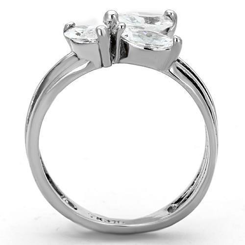 Elegant women's stainless steel ring with clear cubic zirconia stones, high-polished finish, perfect for any occasion.