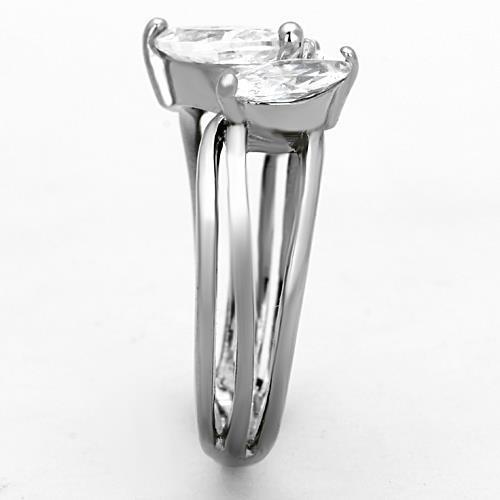 Elegant women's stainless steel ring with clear cubic zirconia stones, high-polished finish, perfect for any occasion.