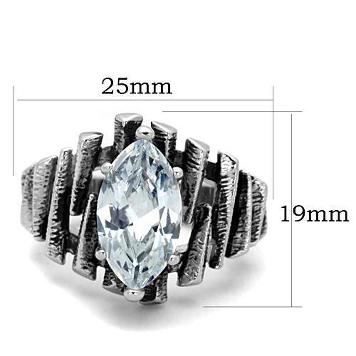 Elegant Women Stainless Steel Ring with Clear Cubic Zirconia, high-polished finish, showcasing its stunning design.