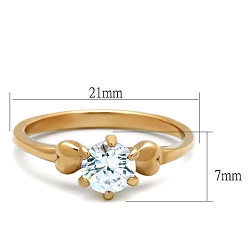 Elegant Women Stainless Steel Ring with Cubic Zirconia and IP Rose Gold Plating, showcasing a stylish design.