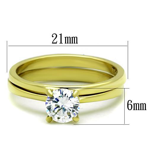 Women Stainless Steel Cubic Zirconia Ring TK1721 featuring clear stones and IP gold plating, showcasing elegance and durability.