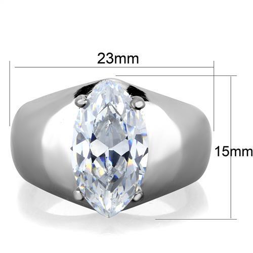 Elegant Women Stainless Steel Ring with Clear Cubic Zirconia stones, high-polished finish, perfect for any occasion.