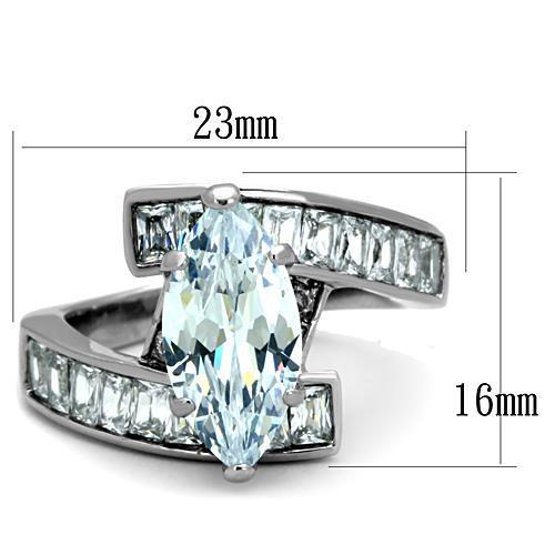 Elegant Women Stainless Steel Ring with Clear Cubic Zirconia, high-polished finish, showcasing its brilliance and design.