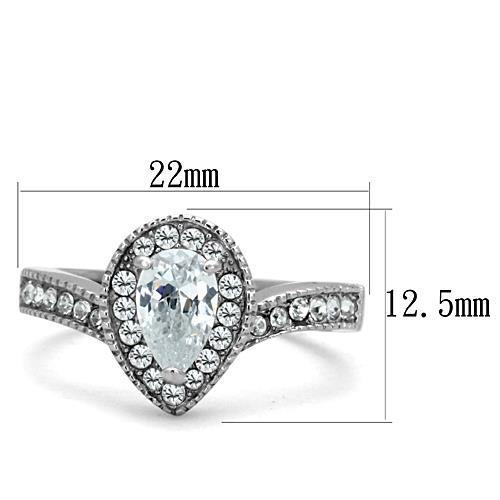 Elegant Women Stainless Steel Ring with Clear Cubic Zirconia, high-polished finish, showcasing its stunning design.