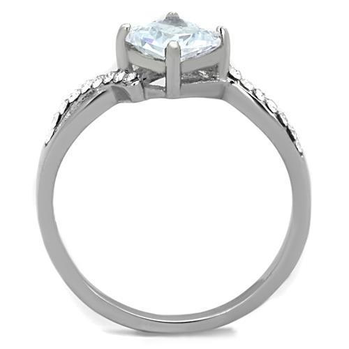 Elegant women's stainless steel ring featuring clear cubic zirconia stones, high-polished finish, perfect for any occasion.