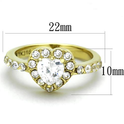 Women Stainless Steel Cubic Zirconia Ring TK1900 with clear stones and IP gold finish, showcasing elegance and durability.