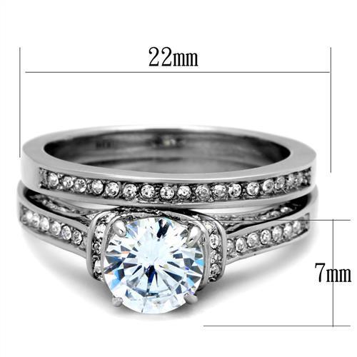 Women Stainless Steel Cubic Zirconia Ring TK1919 with high-polished finish and clear stones, showcasing elegance and durability.