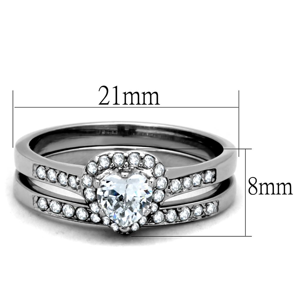 Elegant Women Stainless Steel Ring with Clear Cubic Zirconia Stones, high-polished finish, perfect for any occasion.