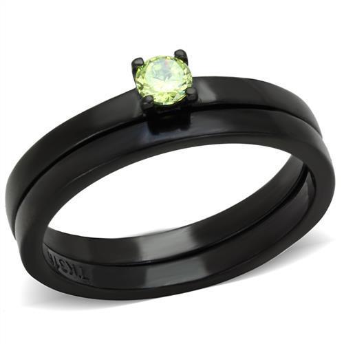 Women Stainless Steel Cubic Zirconia Ring TK2015 featuring apple green cubic zirconia and IP black ion plating.