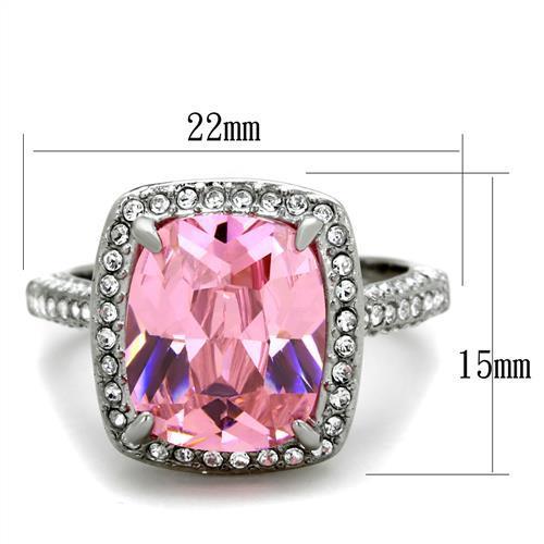 Women Stainless Steel Cubic Zirconia Ring TK2027 featuring a high polished finish and elegant rose design.