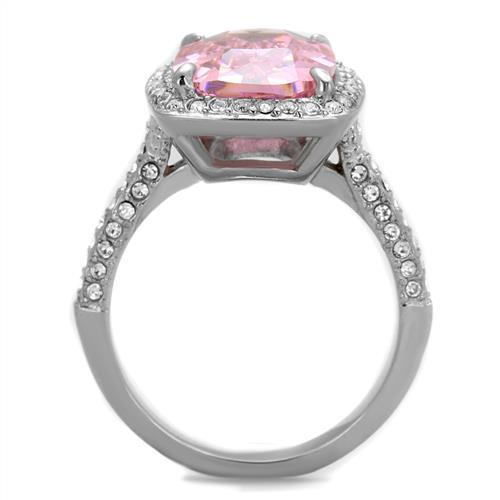 Women Stainless Steel Cubic Zirconia Ring TK2027 featuring a high polished finish and elegant rose design.