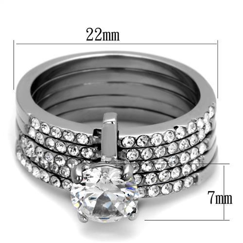 Elegant Women Stainless Steel Ring with Clear Cubic Zirconia Stones, high-polished finish, perfect for everyday wear.