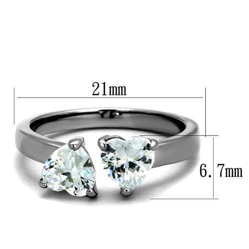 Elegant women's stainless steel ring featuring clear cubic zirconia stones, high-polished finish, perfect for any occasion.