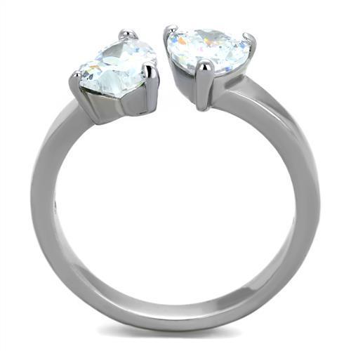 Elegant women's stainless steel ring featuring clear cubic zirconia stones, high-polished finish, perfect for any occasion.