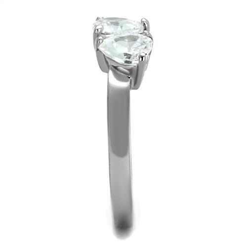 Elegant women's stainless steel ring featuring clear cubic zirconia stones, high-polished finish, perfect for any occasion.