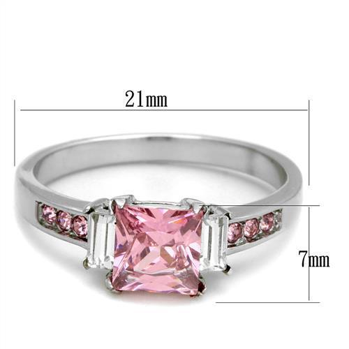 Elegant Women Stainless Steel Ring with Cubic Zirconia in a rose design, showcasing high polish and intricate detailing.