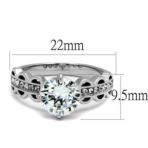 Women Stainless Steel Cubic Zirconia Ring TK2658 featuring a high-polished finish and a clear round stone, perfect for elegant occasions.