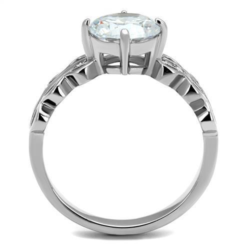 Women Stainless Steel Cubic Zirconia Ring TK2658 featuring a high-polished finish and a clear round stone, perfect for elegant occasions.