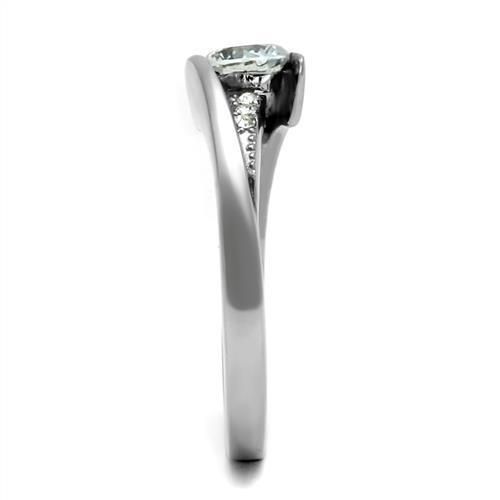 Women Stainless Steel Cubic Zirconia Ring TK2833 featuring a high polished finish and clear cubic zirconia stones.