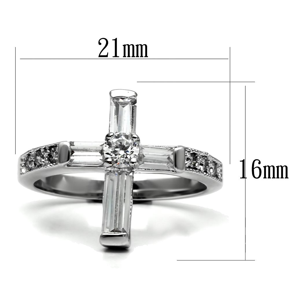 Elegant Women Stainless Steel Ring with Clear Cubic Zirconia Stones, high-polished finish, perfect for any occasion.