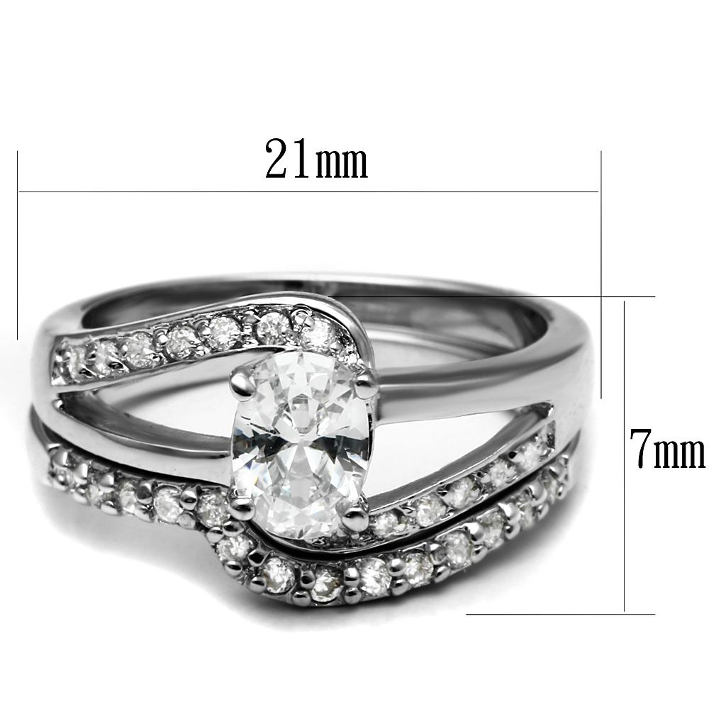 Elegant Women Stainless Steel Ring with Clear Cubic Zirconia Stones, high-polished finish, perfect for everyday wear.
